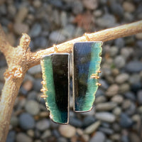 Teal, Blue, and Black Tourmaline Earrings